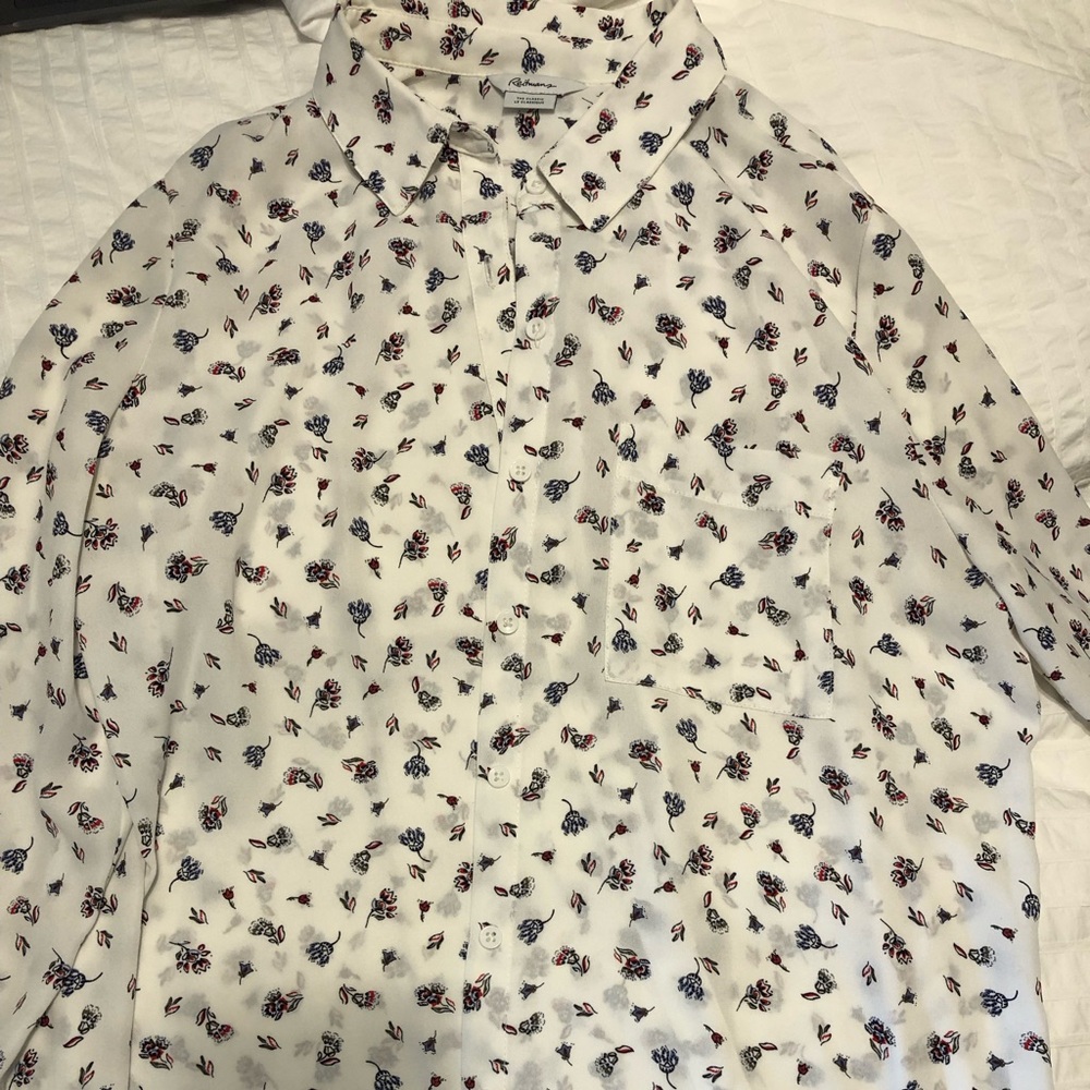 White Floral Reitman’s Blouse